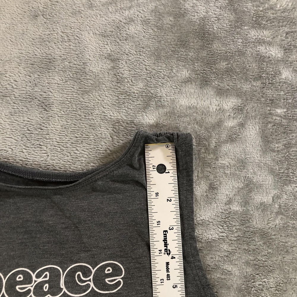Nike Dri-FIT Tank Top Womens Medium Gray Peace Love Swoosh Open Back BV4371-010 - Picture 5 of 13